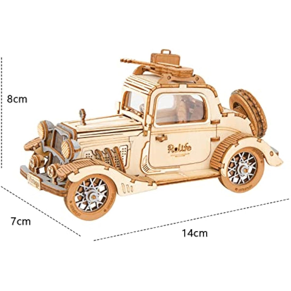 Rolife 3D Wooden Puzzle - DIY Vintage Car Model Kit for Adults