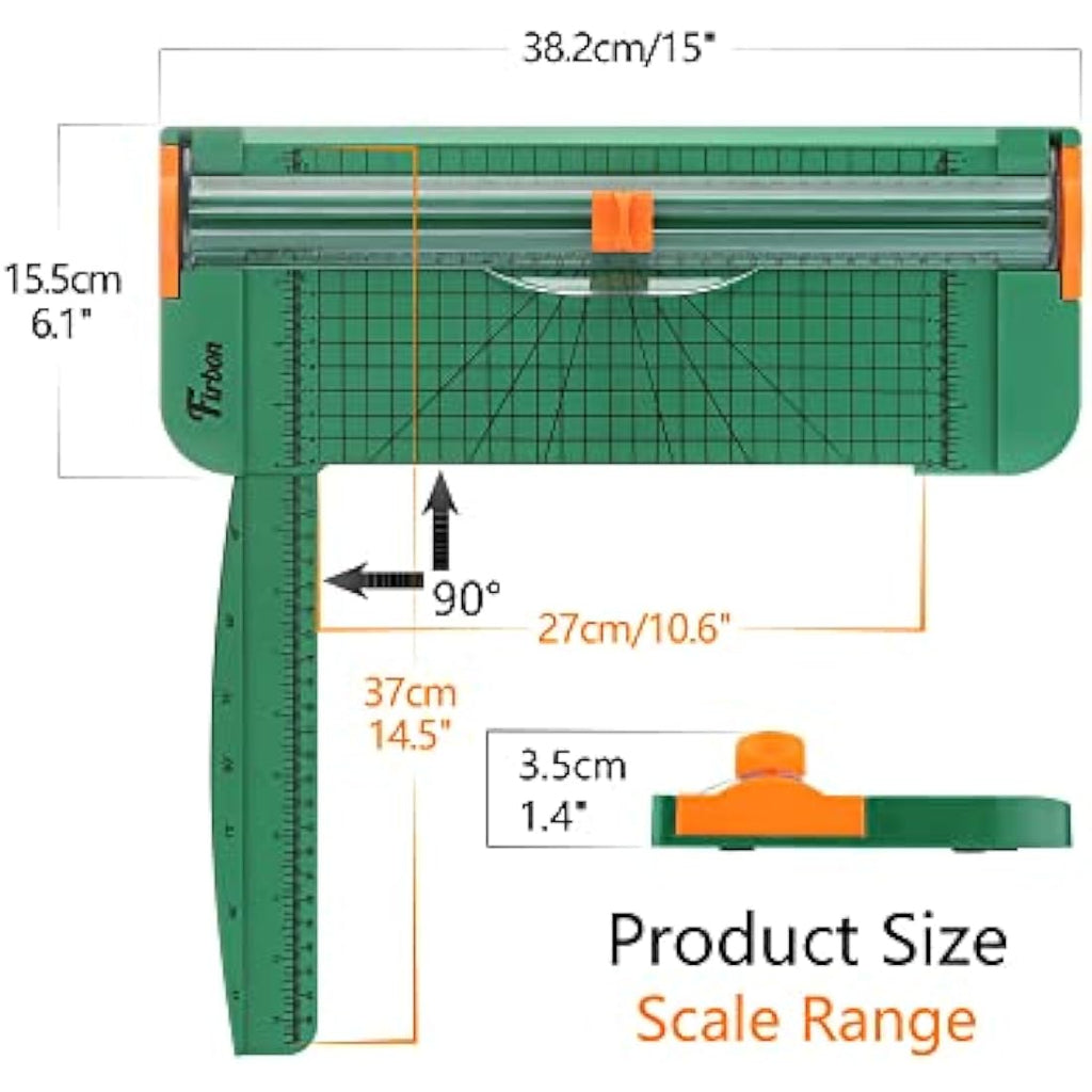 Firbon 12 Inch Titanium Paper Trimmer – Green A4 Cutter for Scrapbooking