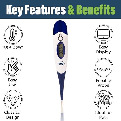 Digital Pet Thermometer | Flexible Probe for Dogs & Cats