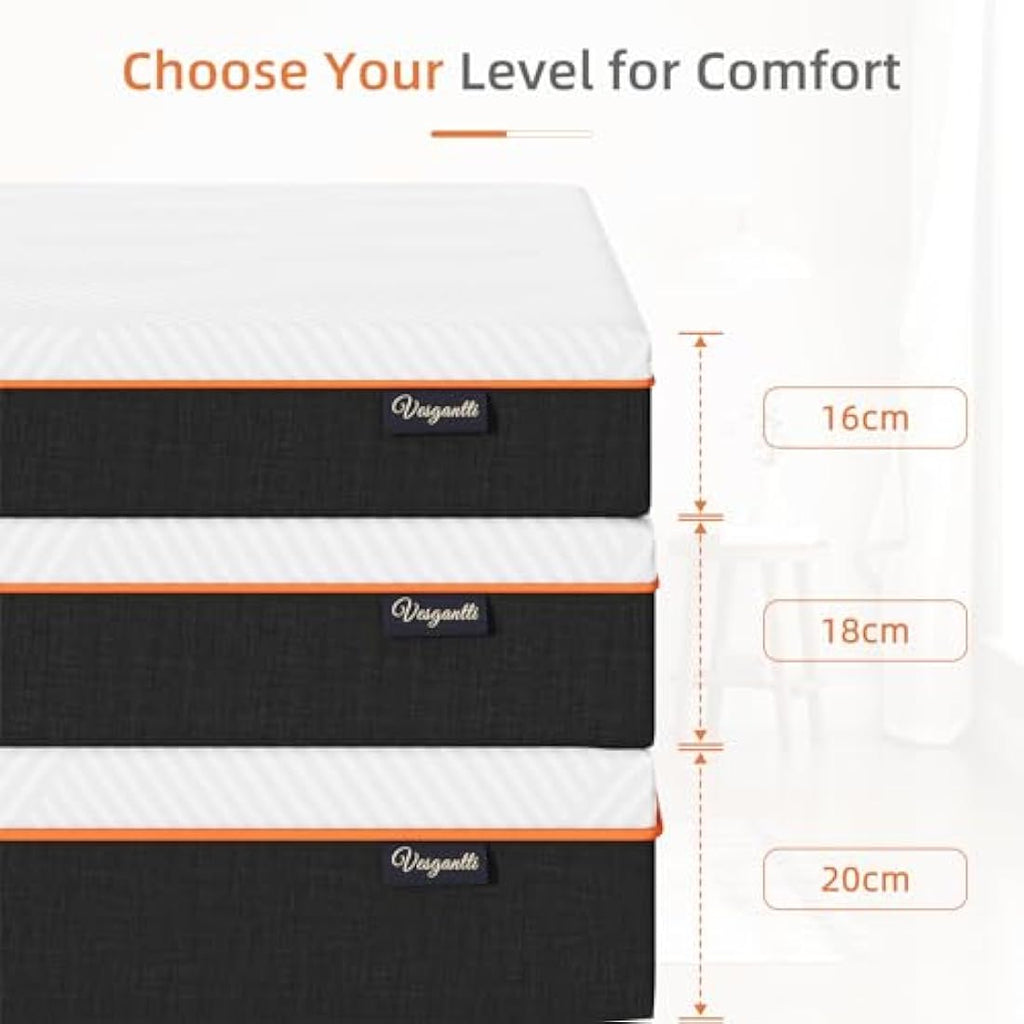 Vesgantti Small Double Mattress | 16cm Cooling Gel Memory Foam – Medium
