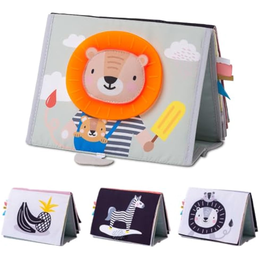 Taf Toys Savannah Tummy-Time Sensory Baby Book with Mirror & Teether
