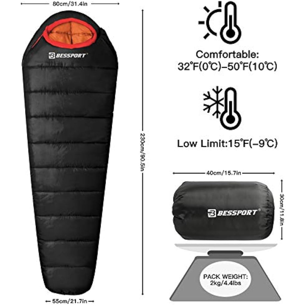 Bessport Mummy Sleeping Bag – 4 Season Ultralight & Compressible