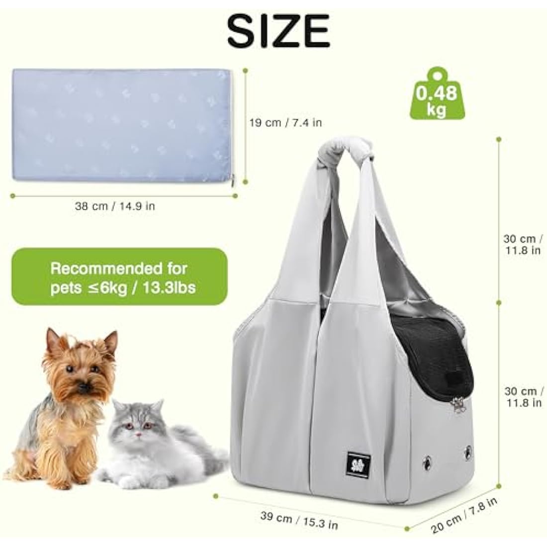 ALLSOPETS Puppy Sling Carrier | Breathable Mesh Pet Handbag - Silvery Grey