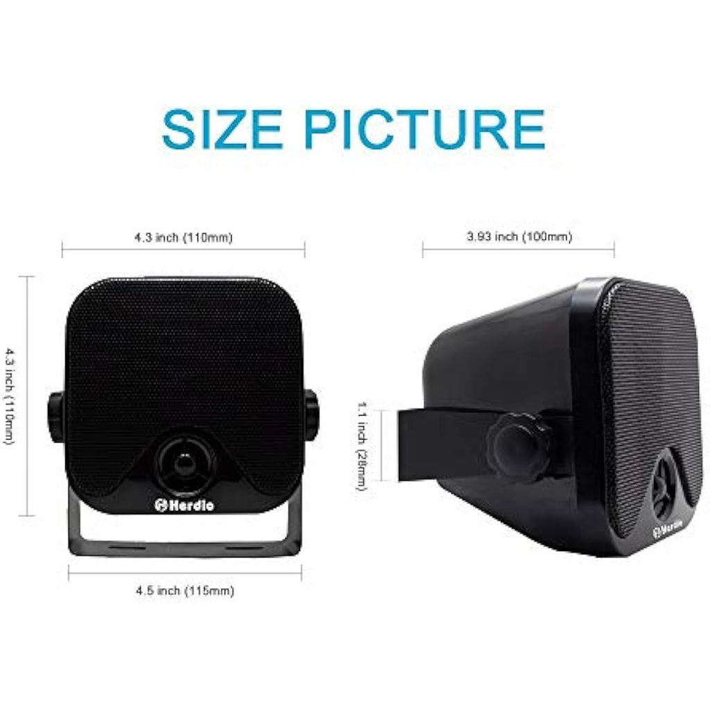 Herdio 120W Waterproof Outdoor Marine Speakers | 4-Inch Coaxial Pair