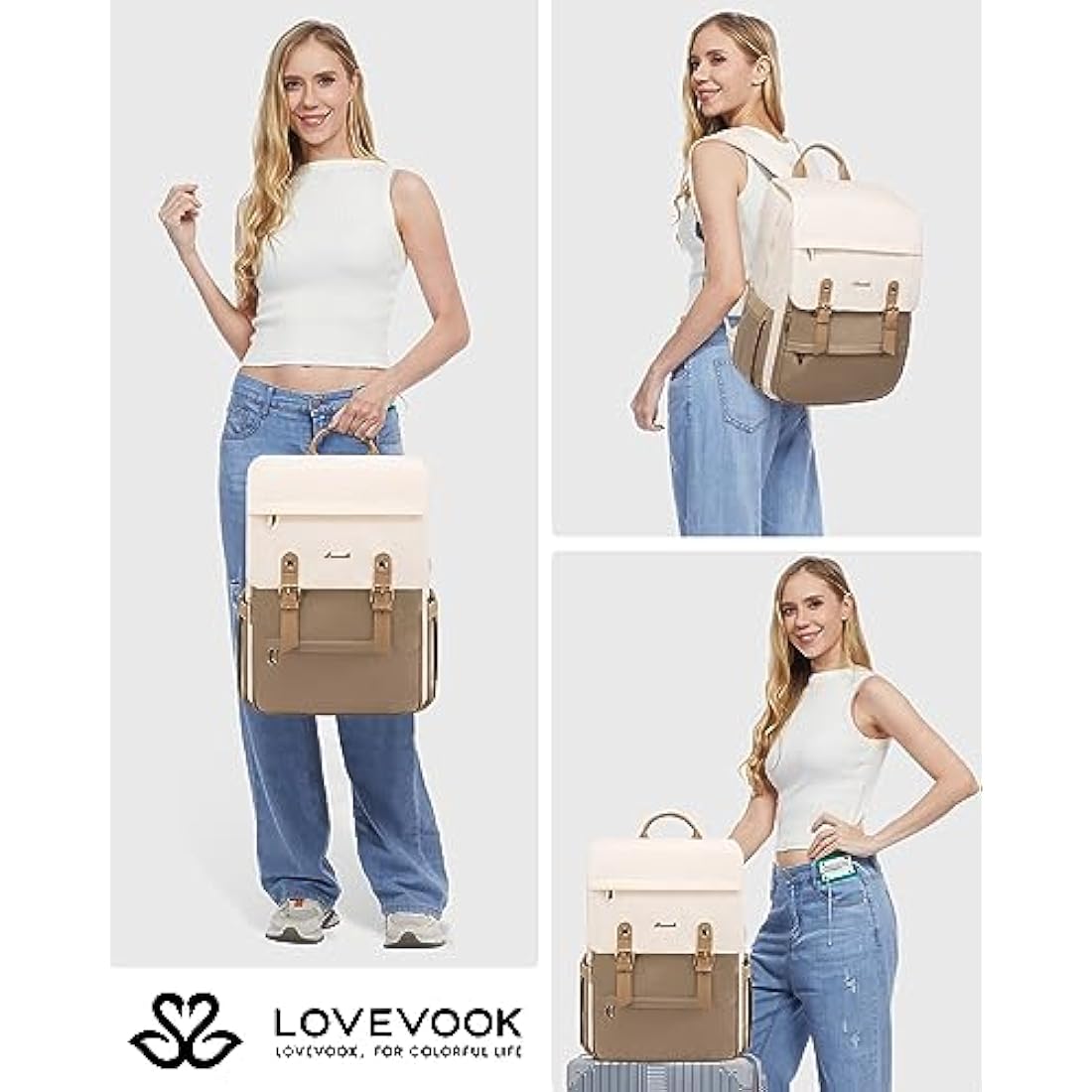 LOVEVOOK 17.3 Inch Laptop Backpack – Vintage Waterproof Travel Rucksack