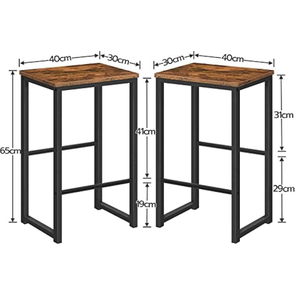 HOOBRO Industrial Bar Stools Set of 2 – Rustic Brown and Black Steel