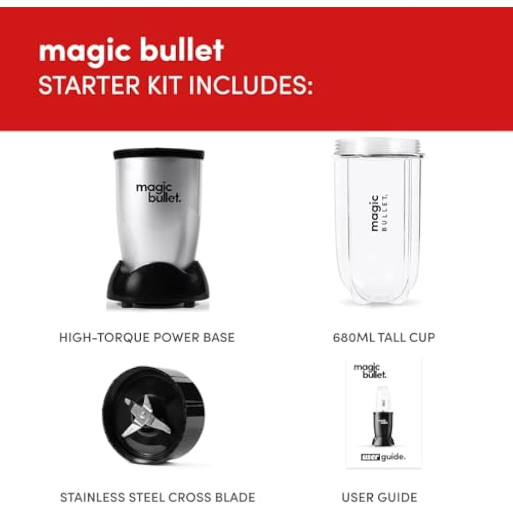 NutriBullet Magic Bullet 4-Piece Starter Kit – Compact Blender & Processor