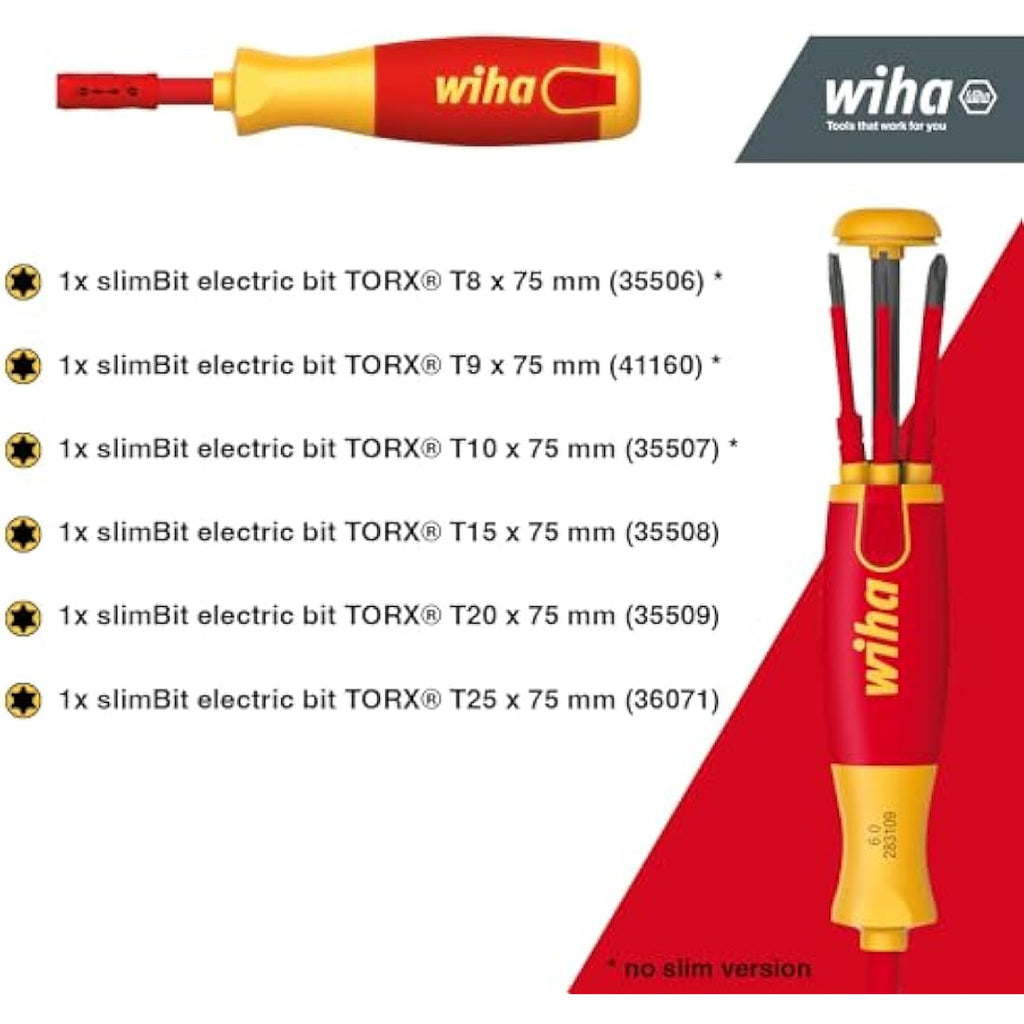 Wiha LiftUp Electric Insulated VDE Screwdriver Set - Red/Yellow