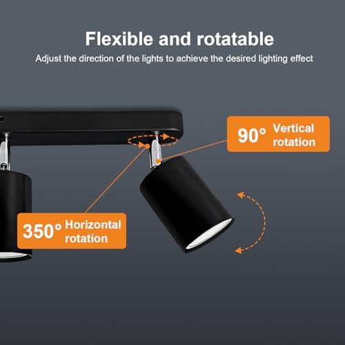 4-Way GU10 Ceiling Spotlight – Matte Black Adjustable Light