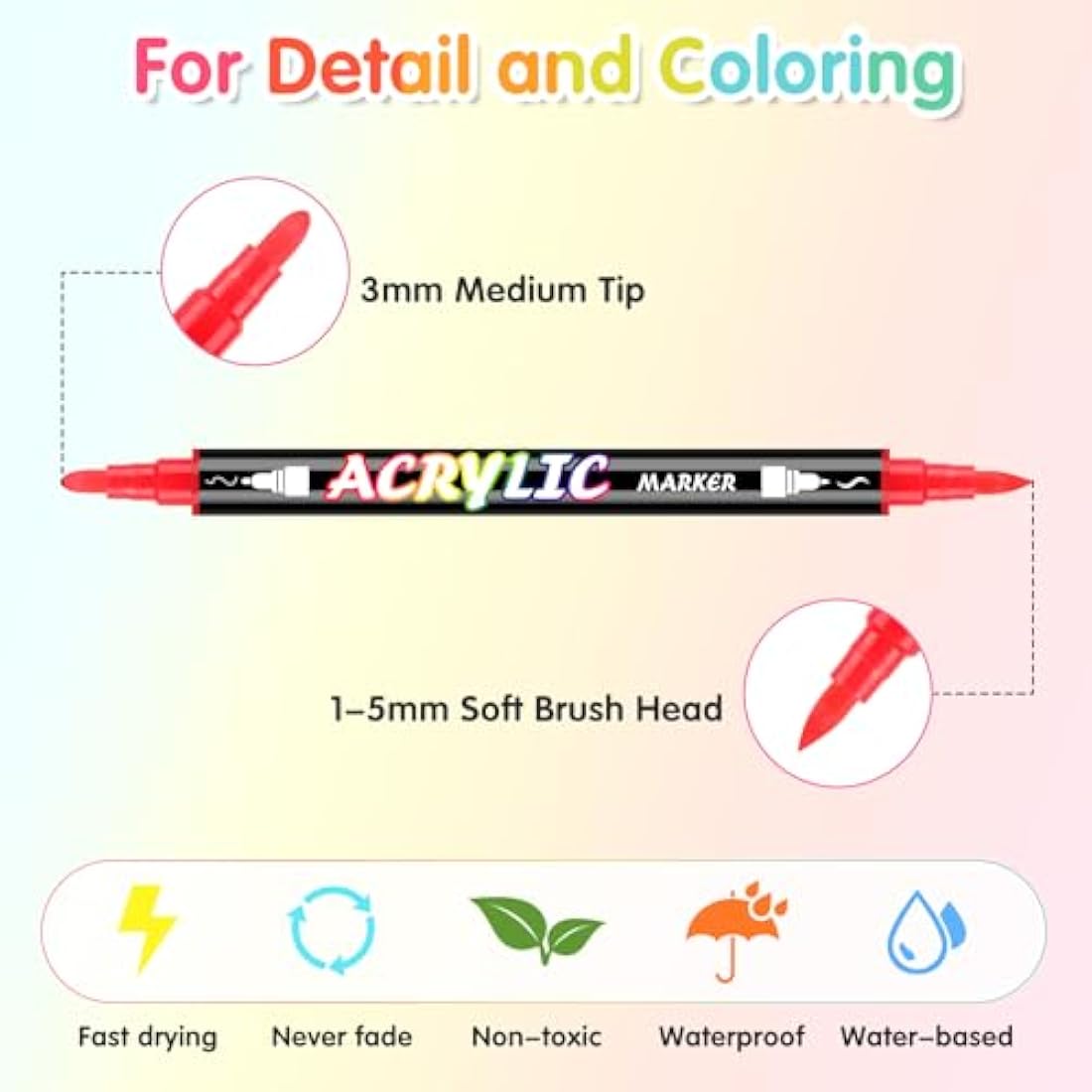 Sanyetral 60 Colors Dual-Tip Acrylic Paint Pens for Rock and Canvas Painting