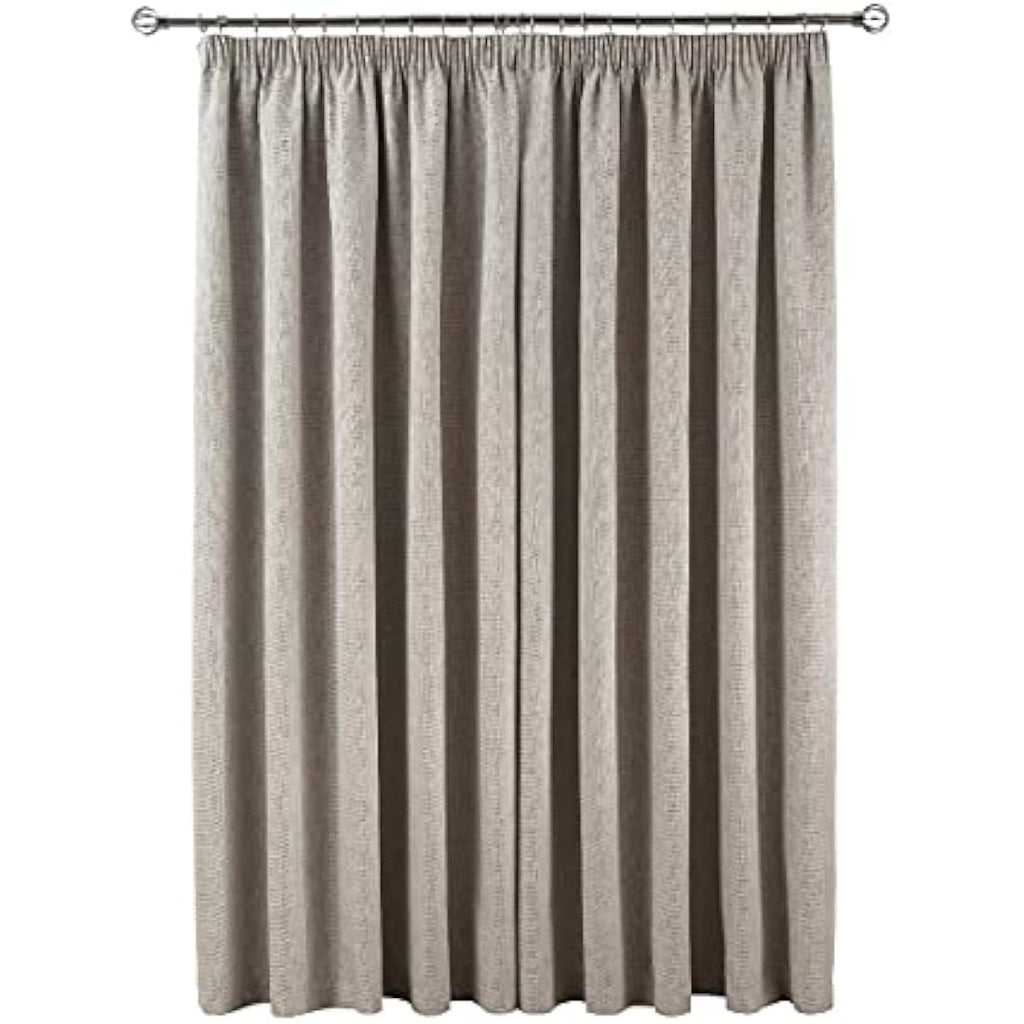 Sleepdown Blackout Pencil Pleat Curtains – Thermal Rib Weave Natural