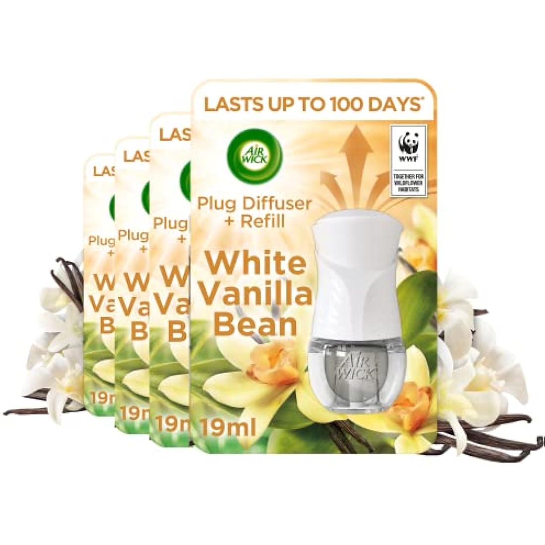 Air Wick White Vanilla Bean Plug In Essential Oils Kit - 4 Refills