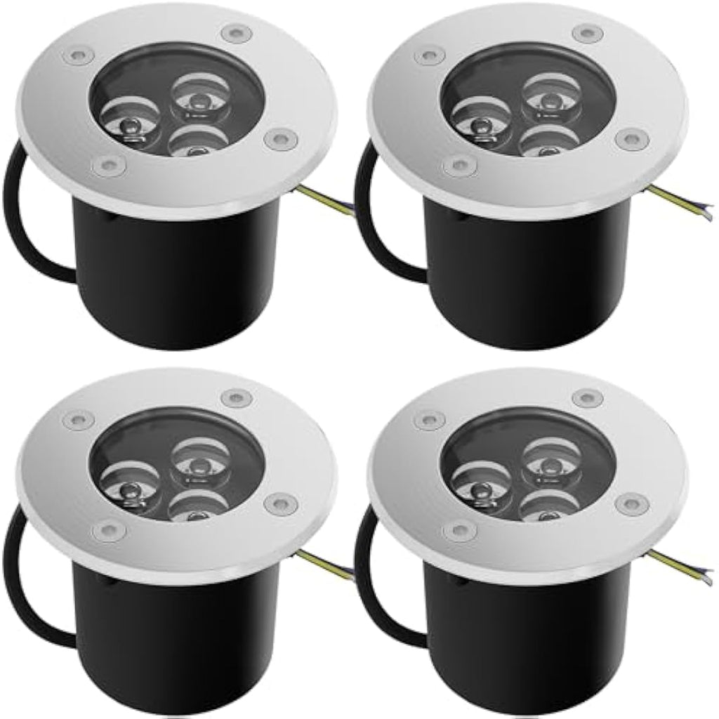 Goodia 3W LED Warm White In-Ground Landscape Lights - IP67 Waterproof (4 Pack)