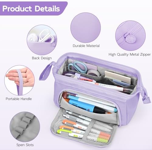Mamowla Large Pencil Case | Durable Stationery Pouch for School