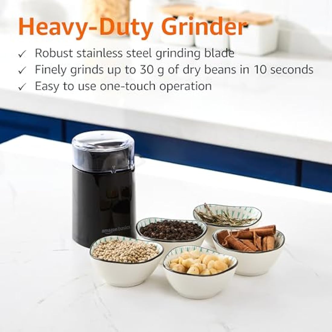 Jolof Store Electric Coffee Bean Grinder – Stainless Steel, Black