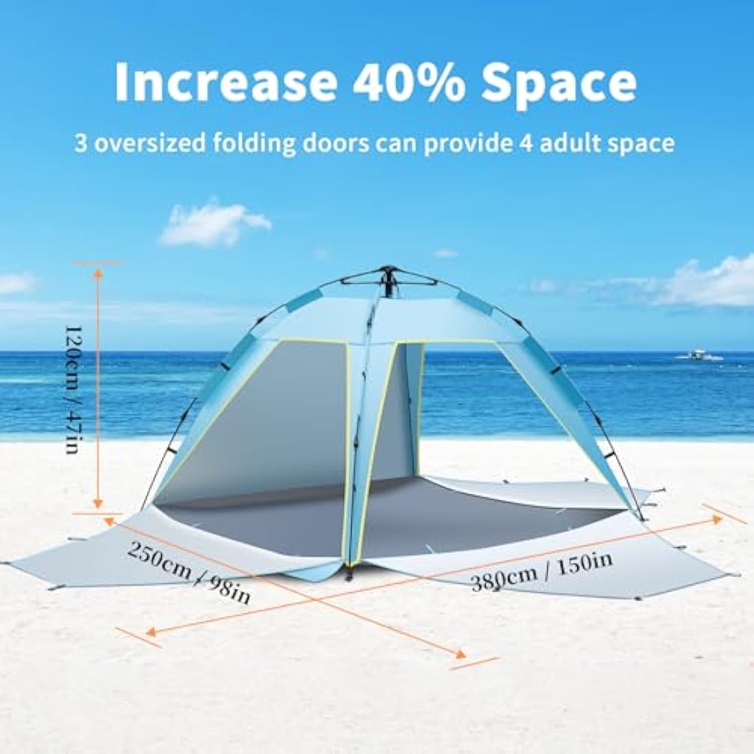 4-5 Person Instant Pop Up Beach Tent | Large Sun Shelter