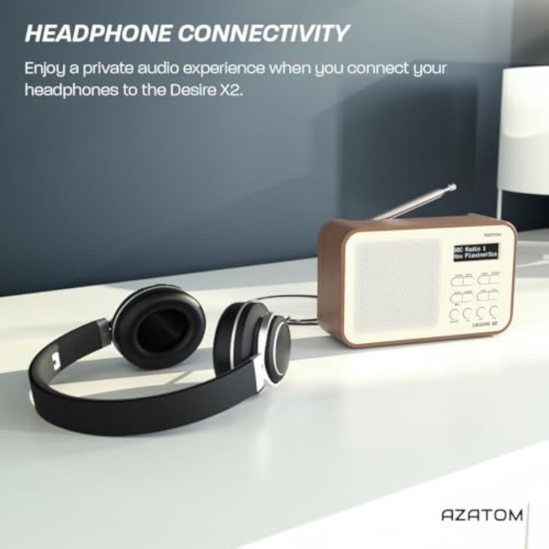 Azatom Desire X2 Portable DAB/DAB+ & FM Digital Radio with Bluetooth - Walnut