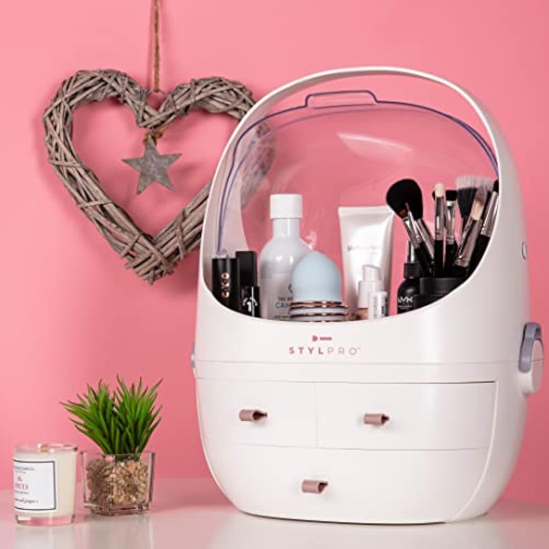 STYLPRO Beauty Pod | Dustproof Makeup & Skincare Organiser with 3 Drawers
