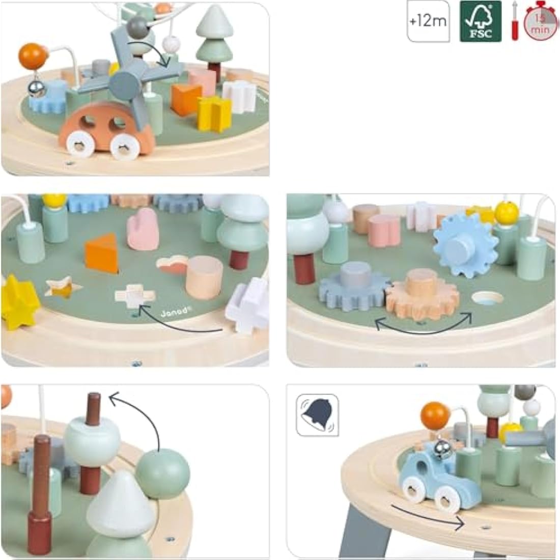 Janod Sweet Cocoon Wooden Activity Table – Toddler Fine Motor Toy