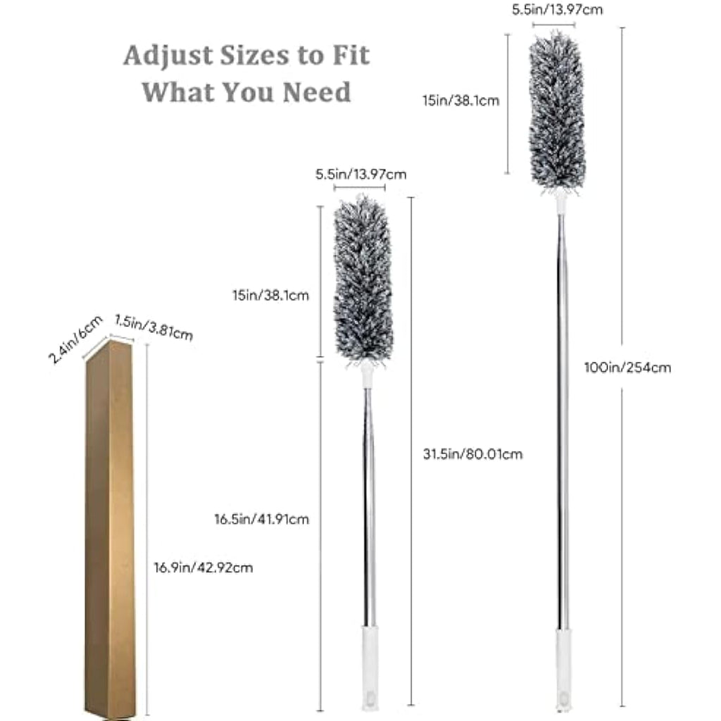 Microfiber Feather Duster – 100" Extendable Telescopic Pole