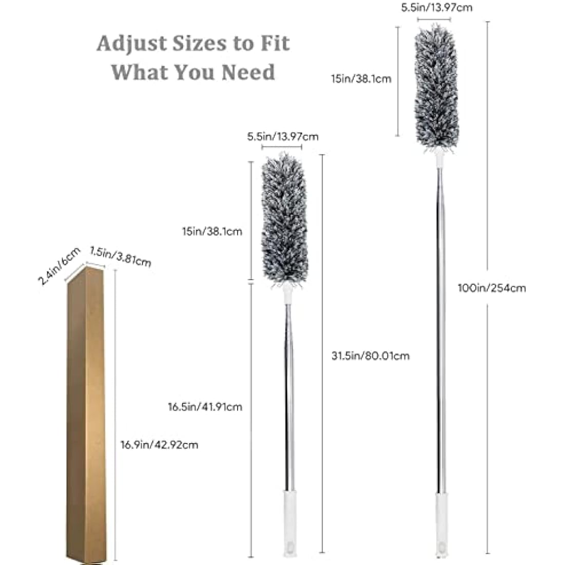 Microfiber Feather Duster – 100" Extendable Telescopic Pole