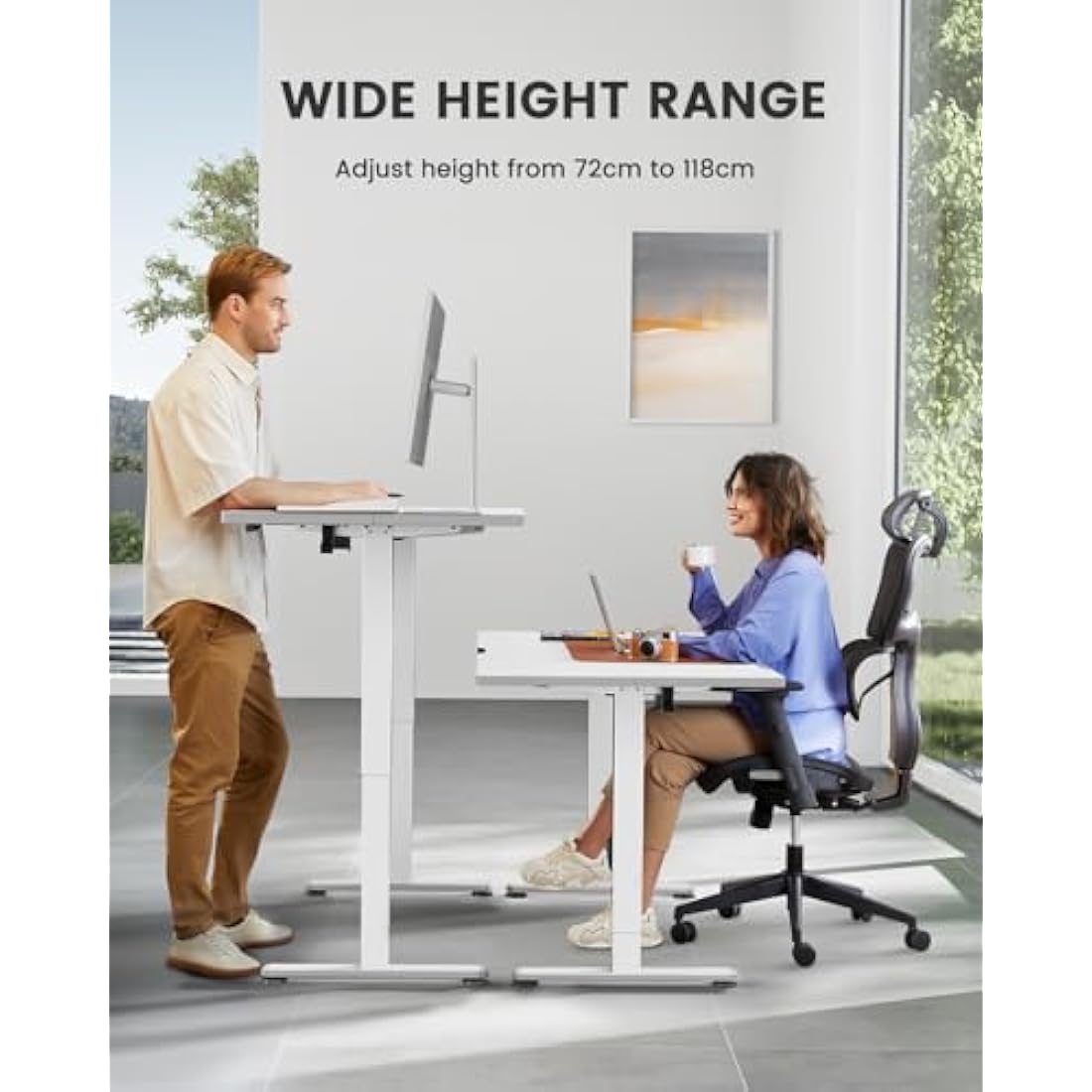 ErGear Electric Standing Desk – 100x60cm Height Adjustable Sit Stand Desk