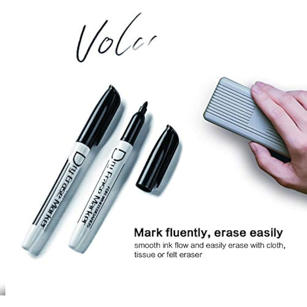 Volcanics Dry Erase Markers – 30 Pack Black Fine Tip Low Odour Pens