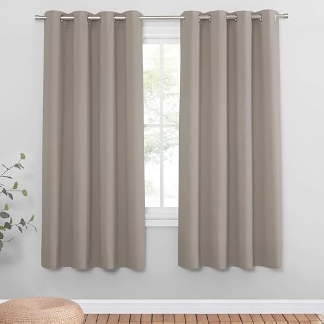 PONY DANCE Thermal Blackout Eyelet Curtains - 46x54 inch, Sand, 2 Panels