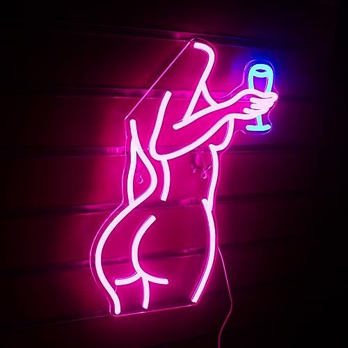 Lady Back Neon Sign | Pink LED Wall Art for Bedroom & Bar