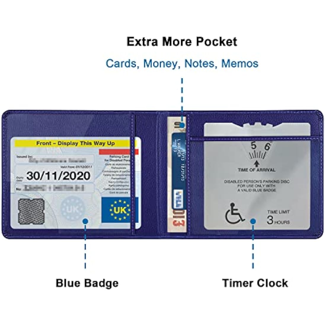 Wisdompro Blue Badge Holder – PU Leather Disability Parking Permit Cover