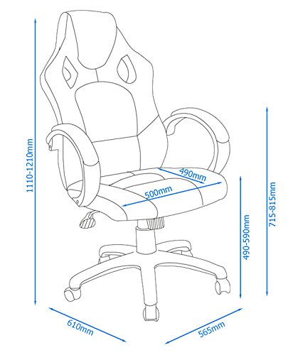 Alphason,AOC5006BLU,Daytona Faux Leather Racing Chair - Blue fabric insert,Blue fabric insert - image 5