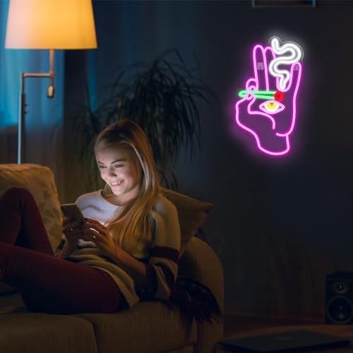 Looklight Evil Eye Hamsa Neon Sign – Pink LED Wall Decor for Game Room