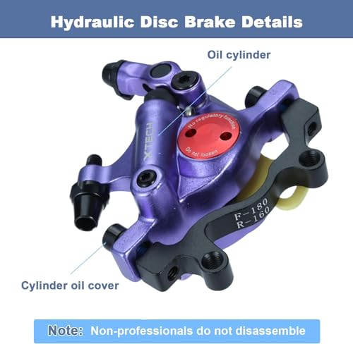 Mgoodoo HB-100 MTB Hydraulic Disc Brake Set - Front & Rear Calipers, Purple