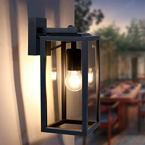 HLFVLITE Outdoor Wall Light | Modern Matte Black Aluminum Exterior Lantern