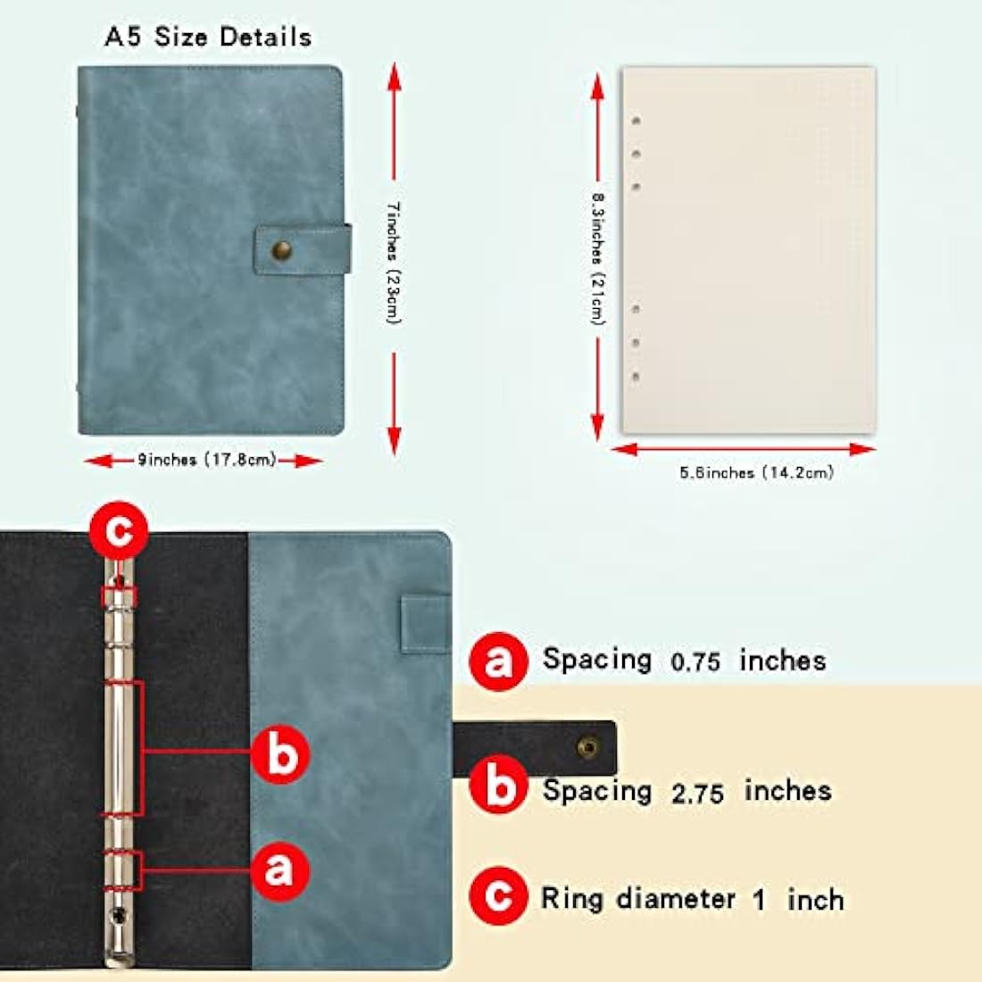 Jolof Store A5 Refillable Leather Notebook – Dot Grid Spiral Journal
