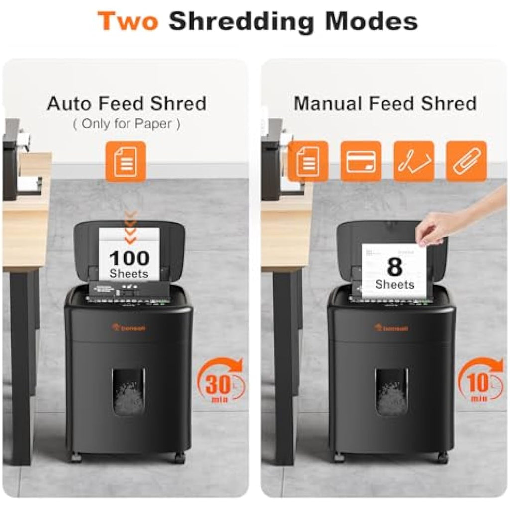 Bonsaii 100-Sheet Auto Feed Micro Cut Paper Shredder | P-4 Security