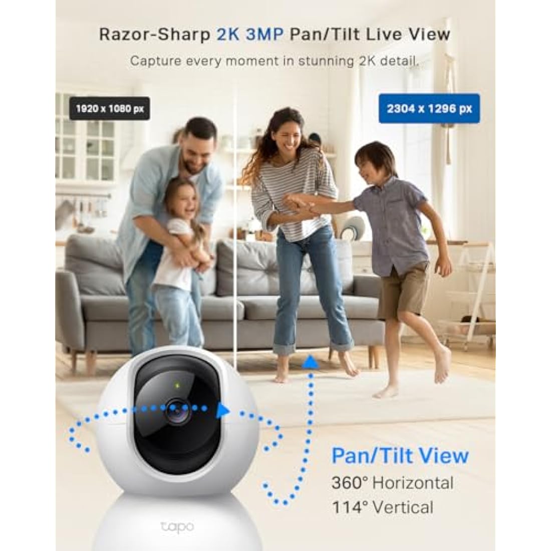 Tapo C210 2K 3MP Pan/Tilt Indoor Security Camera with Night Vision