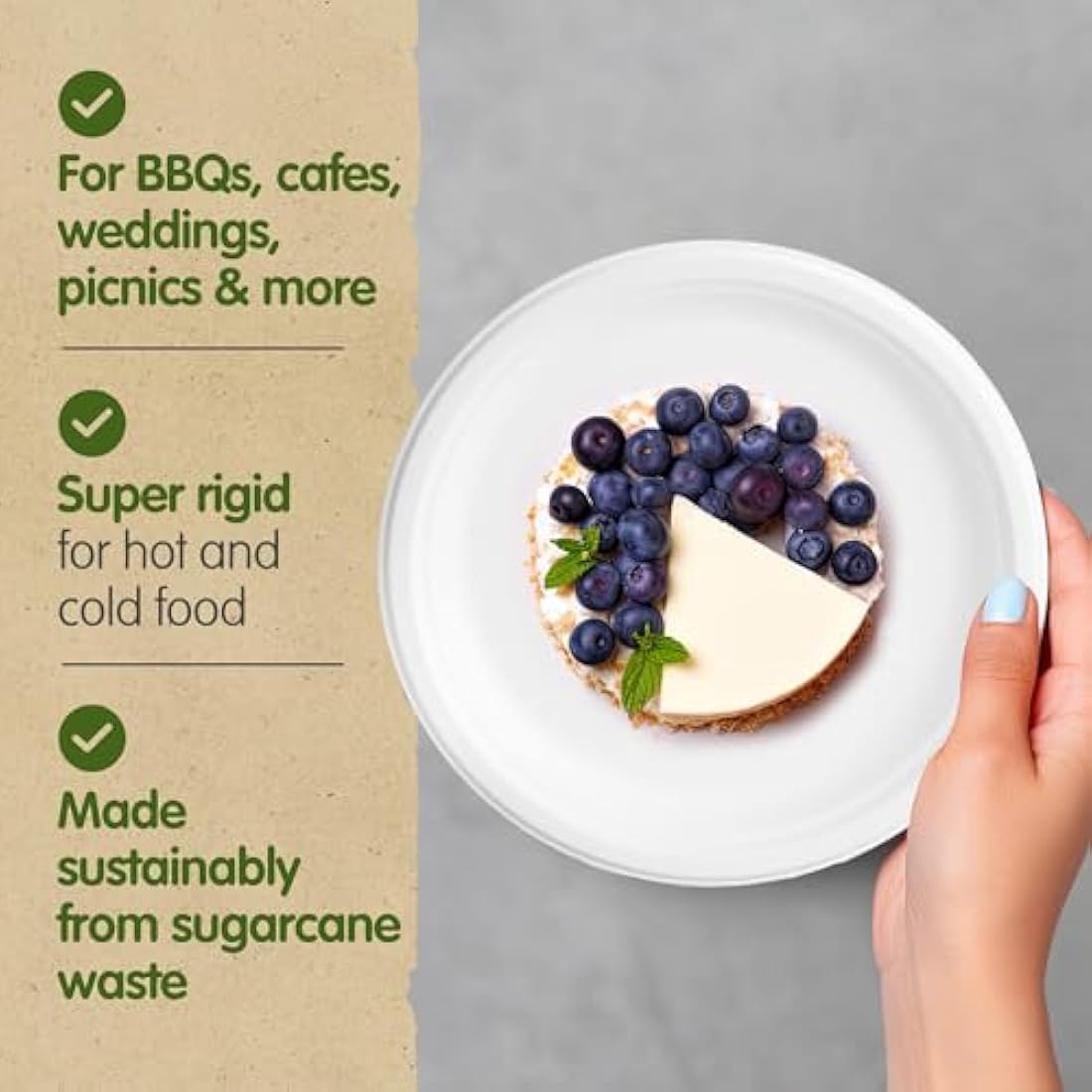Biodegradable Sugarcane Plates | 10 Inch Round | 125 Pack