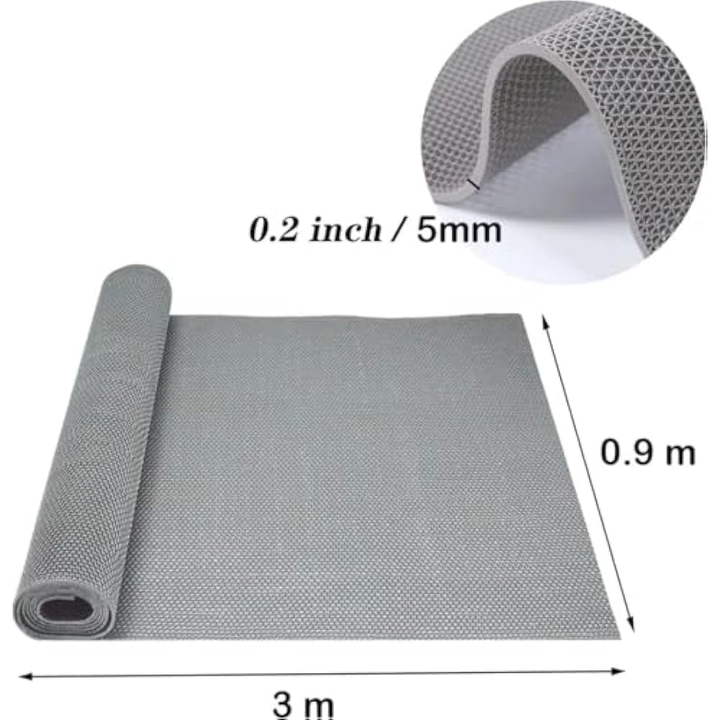 S-Shaped PVC Drainage Mat – 300x90cm Non-Slip Floor Mat, Grey