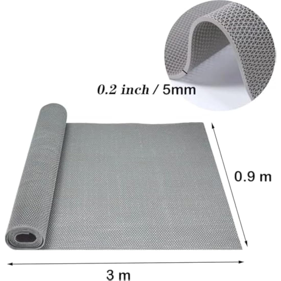 S-Shaped PVC Drainage Mat – 300x90cm Non-Slip Floor Mat, Grey