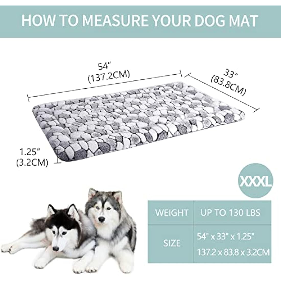 VANKEAN Reversible Dog Crate Pad – Washable Soft Pet Bed Mat, Grey