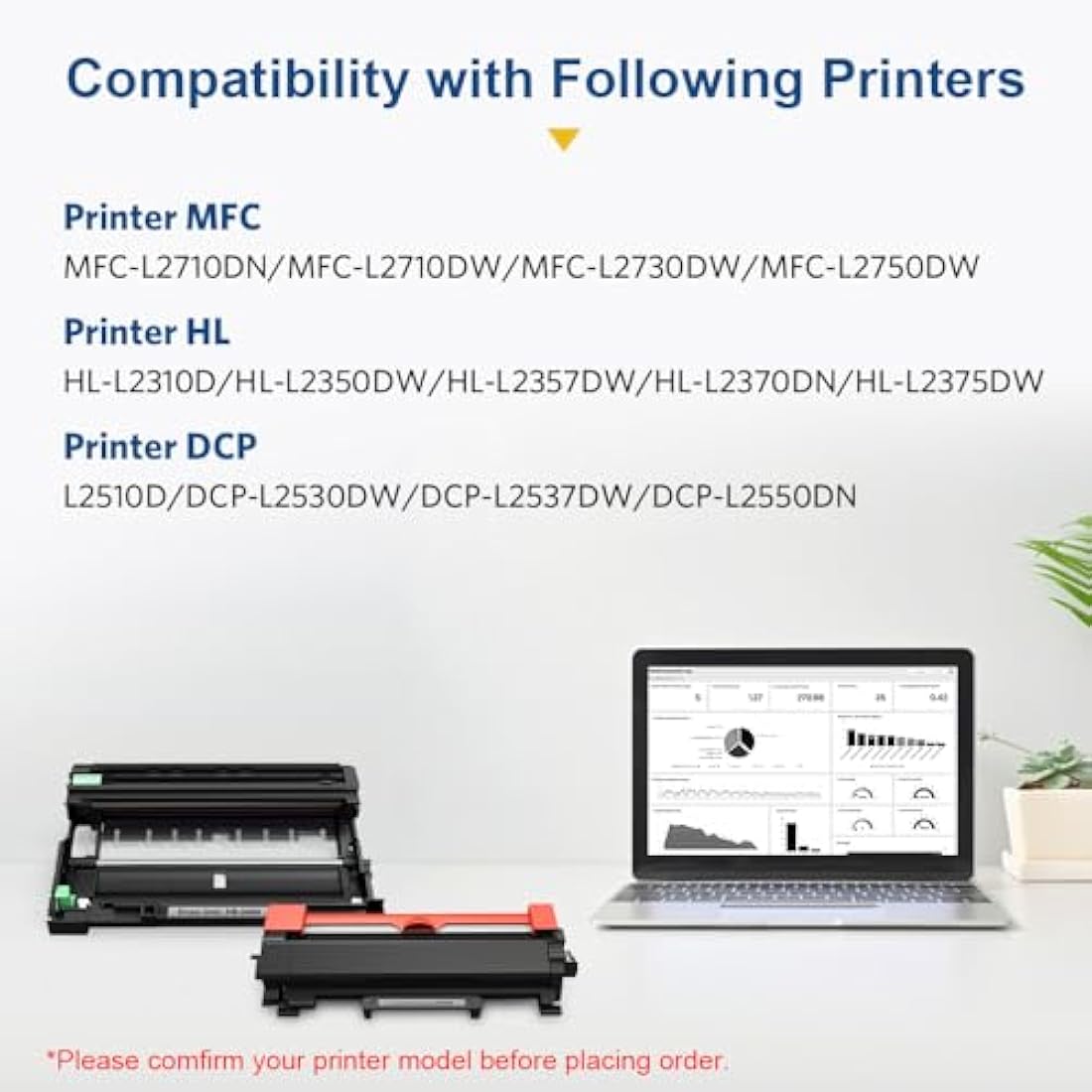 SMARTOMI TN2420 Toner & DR2400 Drum Unit for Brother MFC-L2710DW (3 Pack)