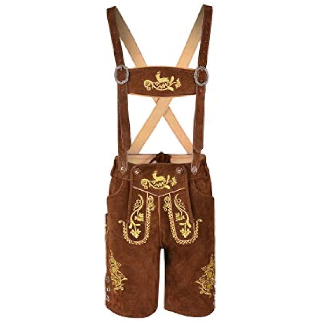 Men's Bavarian Lederhosen – Brown Suede Leather Shorts