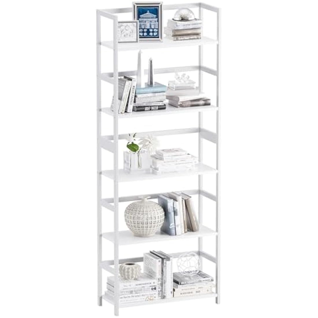 5-Tier Bamboo Bookshelf – Modern Industrial Wood Display Shelf