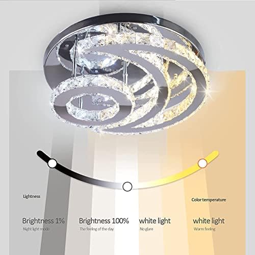 CXGLEAMING 15.7" Moon Crystal Chandelier – Dimmable LED Flush Mount Light