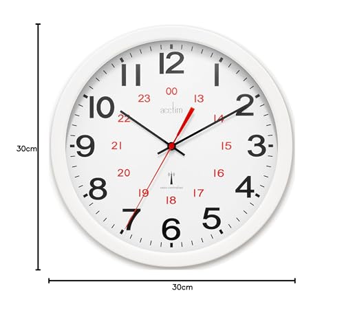 Acctim Radio Controlled Wall Clock – 30cm White 12/24 Hour Dial