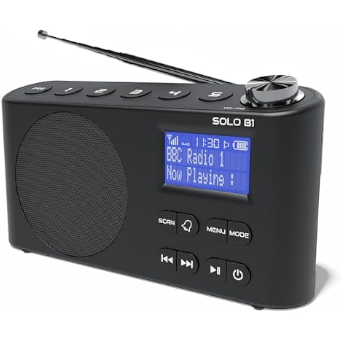 Azatom Solo B1 Portable DAB/DAB+ & FM Digital Radio with Bluetooth - Black