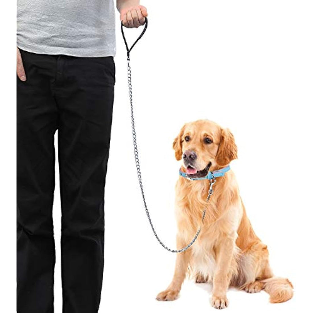 Filhome Chew Proof Metal Dog Leash | Heavy Duty Chain with Padded Handle