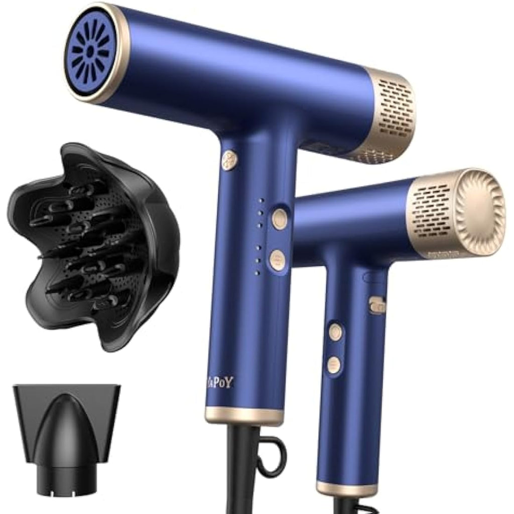 YAPOY High-Speed Ionic Hair Dryer | 110,000 RPM Fast Drying – Blue