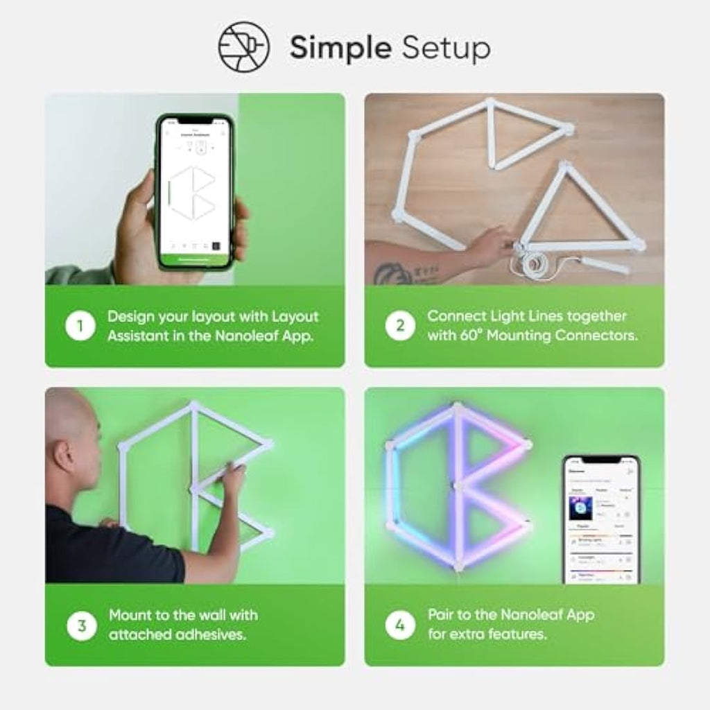 Nanoleaf Lines 60 Degrees Starter Kit | 9 RGBW Modular Smart Light Bars
